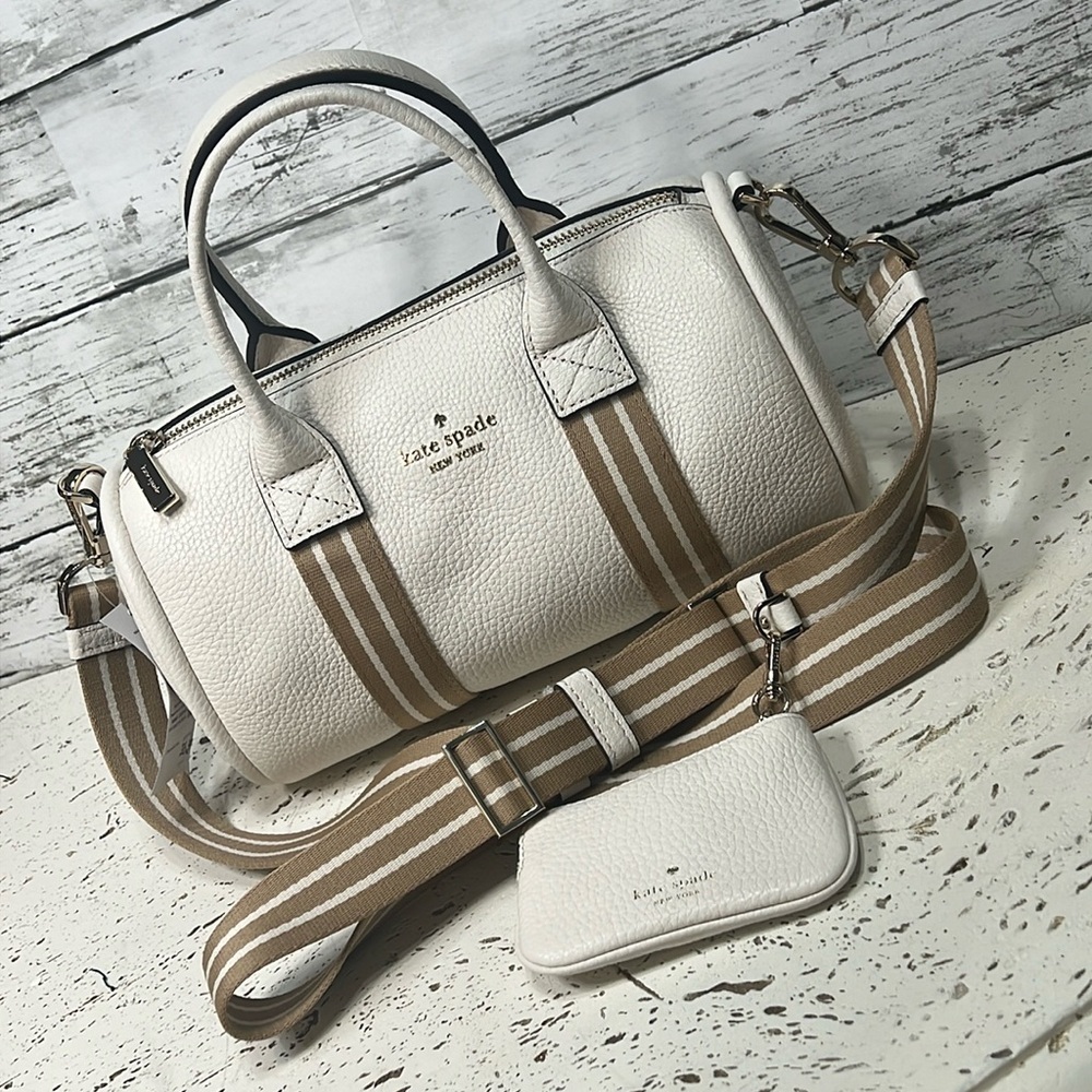 NWT Kate Spade Pebbled Leather Satchel  Duffle Crossbody Bag w/ Coin Pouch